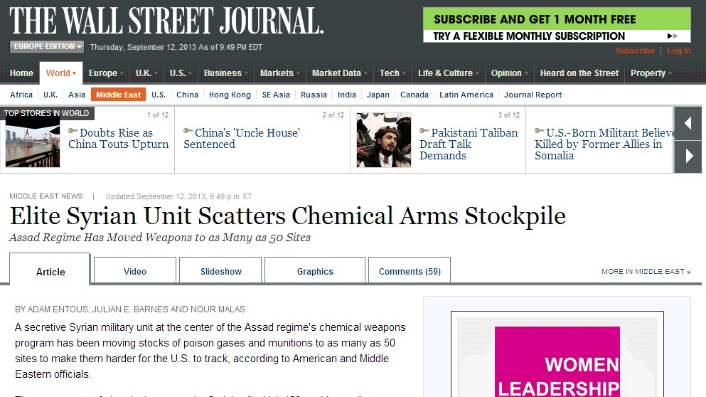 WSJ: O Άσαντ «σκορπάει» το χημικό του οπλοστάσιο - Media