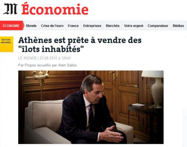 Σαμαράς στην Le Monde: Πουλάμε και τα ακατοίκητα νησιά - Media