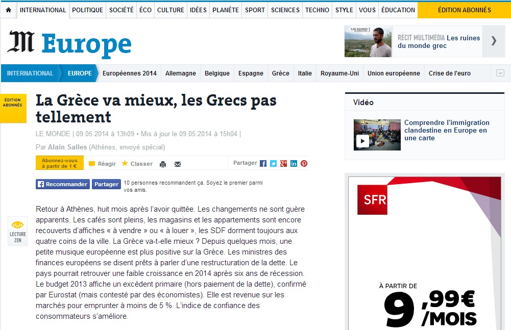 Le Monde: Η Ελλάδα πάει καλύτερα, οι Έλληνες όμως όχι και τόσο - Media