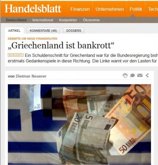 Handelsblatt: «Η Ελλάδα έχει χρεωκοπήσει» - Media