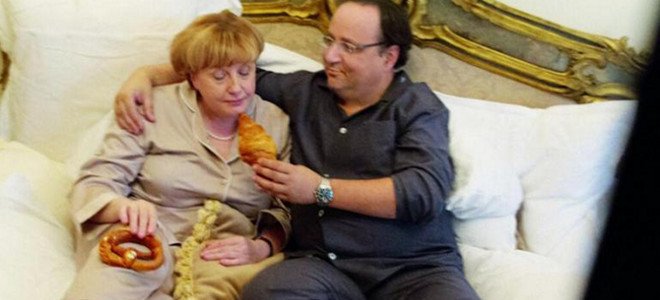 «Τρυφερές» στιγμές Μέρκελ και Ολάντ - Media