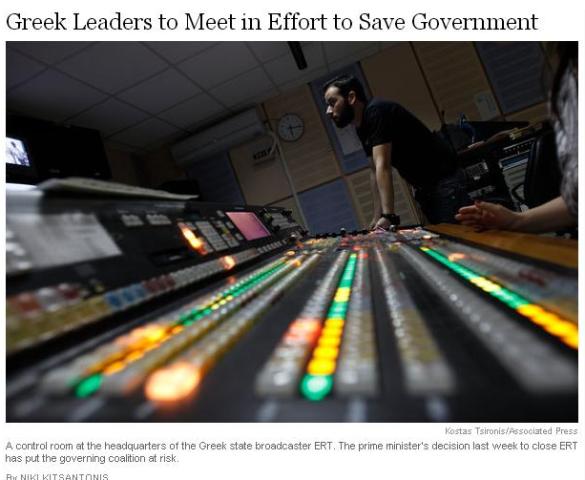 Οι New York Times για τη συνάντηση Σαμαρά-Βενιζέλου-Κουβέλη - Media