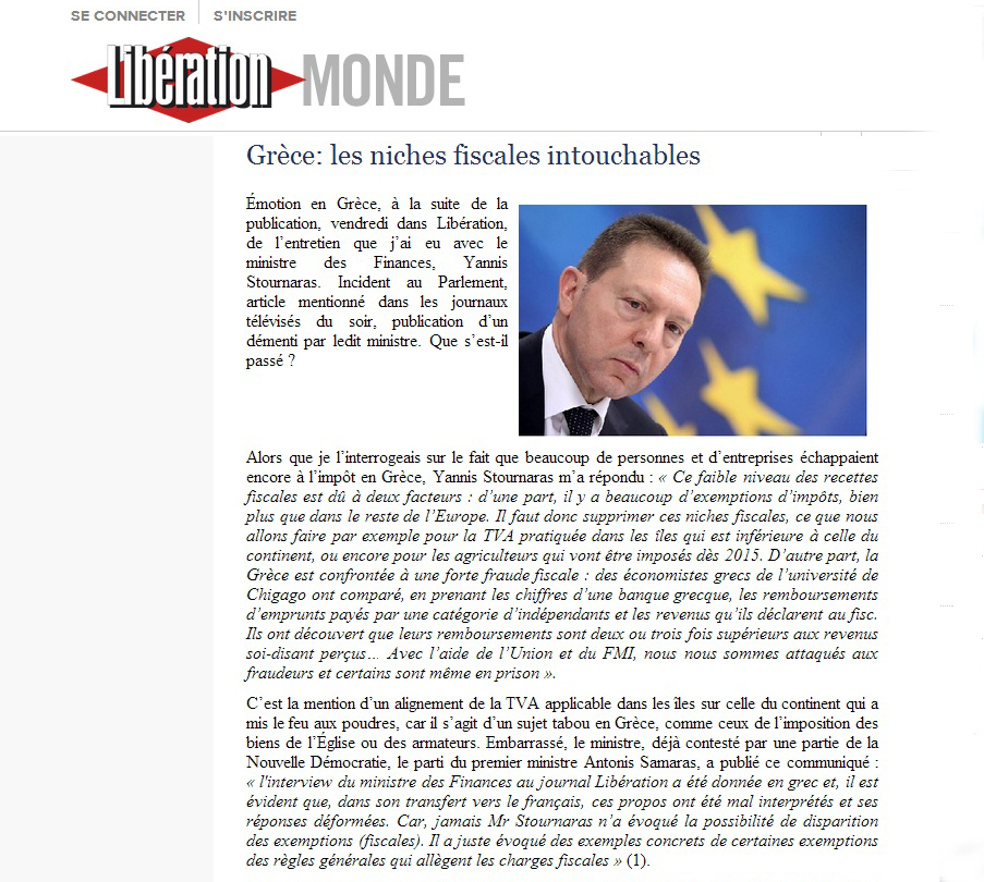 «Αδειάζει» κυβέρνηση και Στουρνάρα η Libération - Media
