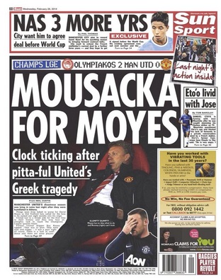 Sun: «Μουσακάς για τον Μόγιες» - Media