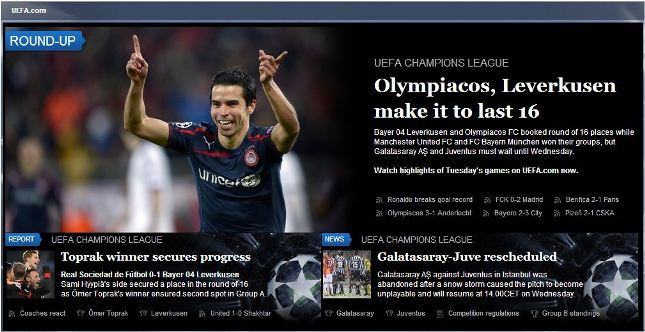 Η UEFA αποθεώνει Ολυμπιακό και Σαβιόλα - Media