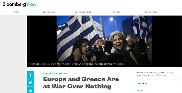 Bloomberg: Η ΕΕ και η Ελλάδα βρίσκονται σε πόλεμο για το τίποτα - Media
