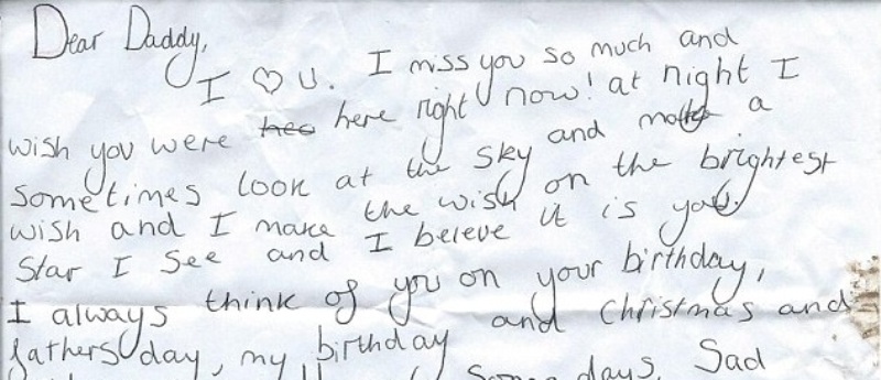 Συγκινητικό γράμμα κοριτσιού στο νεκρό μπαμπά του: «Κάνω μια ευχή στο λαμπρότερο αστέρι και πιστεύω ότι είσαι εσύ» (Photo) - Media