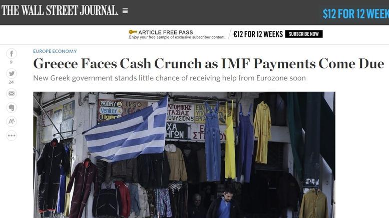 WSJ: «Εάν συνεχίσουν να κάνουν βλακείες, η Ελλάδα θα ξεμείνει από ρευστό στα τέλη Μαρτίου» - Media