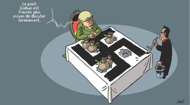 Liberation: O Tσίπρας ζωγραφίζει με πινέλο την σβάστικα στο τραπέζι της Μέρκελ (σκίτσο) - Media