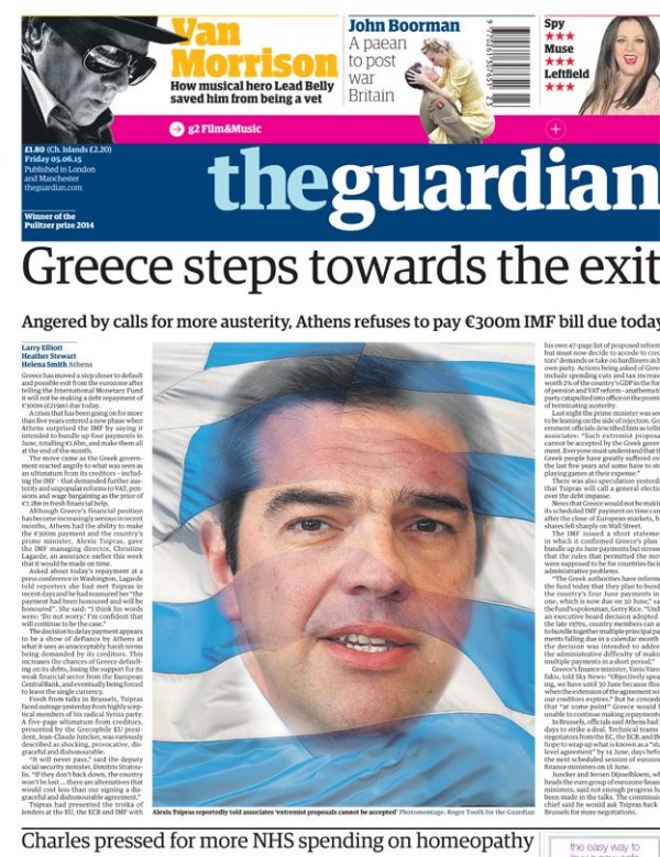 Guardian: Η Ελλάδα πιο κοντά στην έξοδο μετά την καθυστέρηση της πληρωμής στο ΔΝΤ - Media