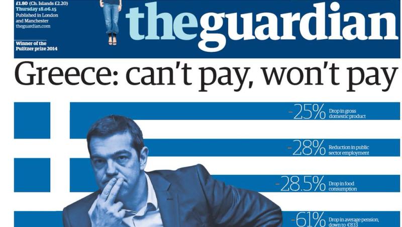 Πρωτοσέλιδο Guardian αφιερωμένο στην Ελλάδα: Δεν έχει να πληρώσει και δεν θα πληρώσει! (Photo) - Media