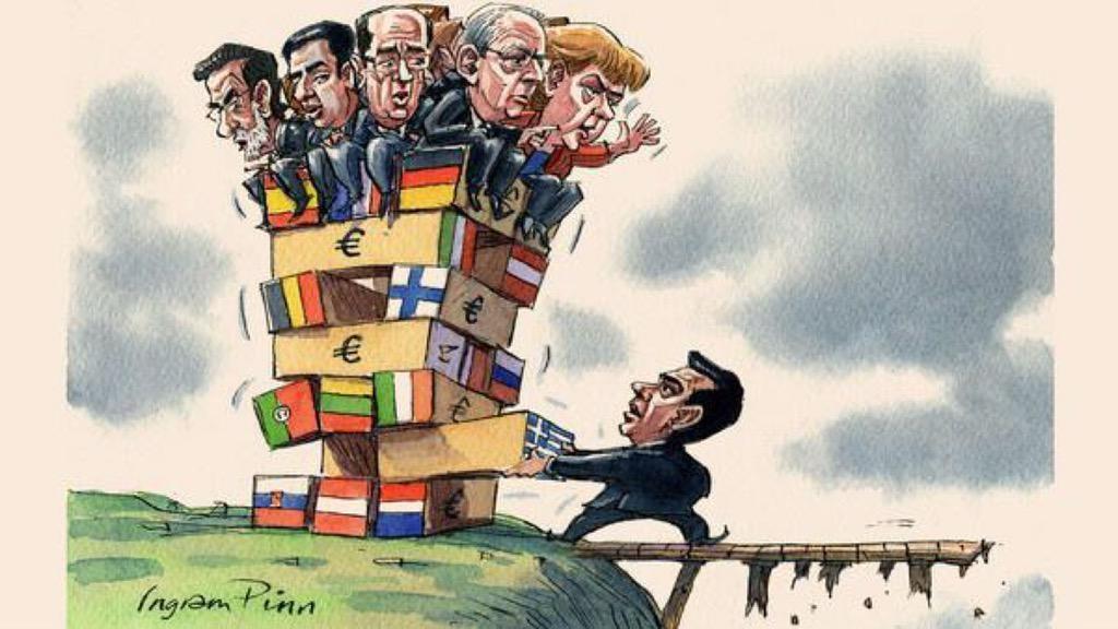 Εντυπωσιακό σκίτσο των Financial Times: Ο Τσίπρας παίζει Τζένγκα με την Ευρωζώνη - Media