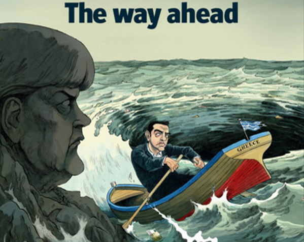 Ξανά η Ελλάδα στο εξώφυλλο του Economist - Το αυστηρό βλέμμα της Μέρκελ και ο αβοήθητος τιμονιέρης Τσίπρας στη δίνη της κρίσης - Media