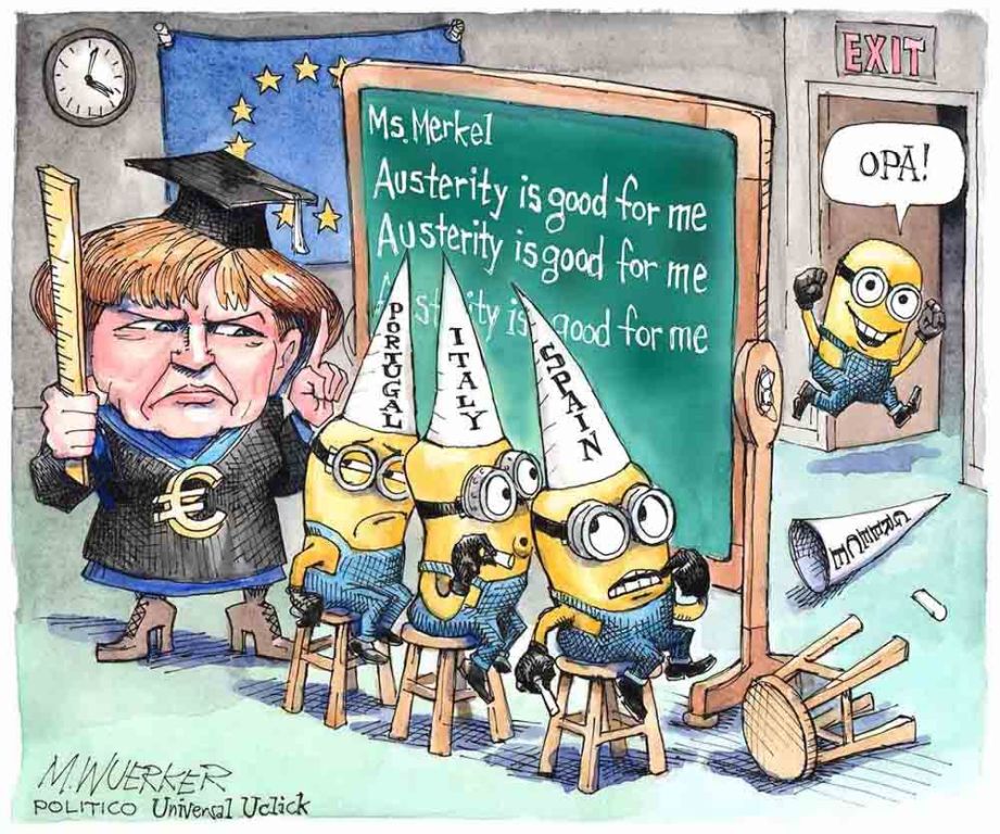 To σκίτσο του Politico: Η δασκάλα Μέρκελ, οι καλοί μαθητές και η Ελλάδα ανεπίδεκτη μαθήσεως  - Media