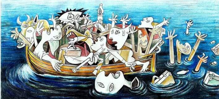 Η «Γκουέρνικα» του Αιγαίου – Το συγκλονιστικό σκίτσο για τους πρόσφυγες (Photo) - Media