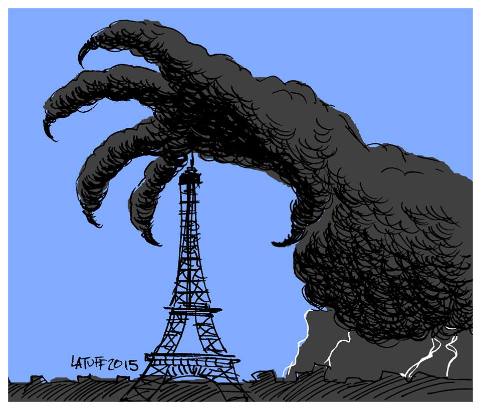 «Το σκοτάδι απλώνεται στο Παρίσι»: Συγκλονιστικό σκίτσο για την πολλαπλή τρομοκρατική επίθεση - Media