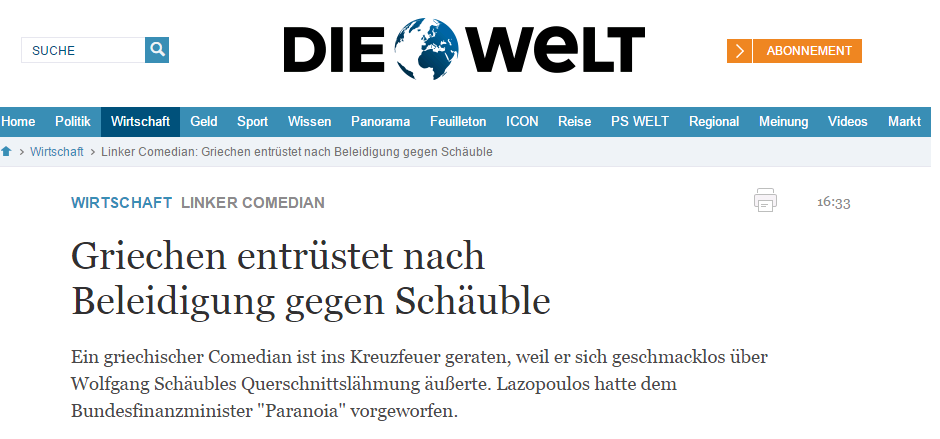 Κατακραυγή από τον γερμανικό Τύπο για τα σχόλια Λαζόπουλου περί αναπηρίας - Media