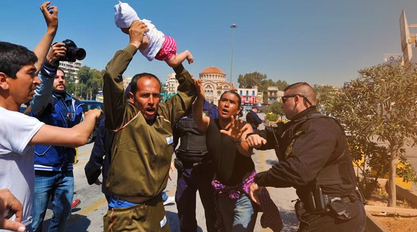 Ένταση στον Πειραιά: Φοβούνται να φύγουν οι πρόσφυγες - Διαμαρτυρία με βρέφος στα χέρια (Video) - Media