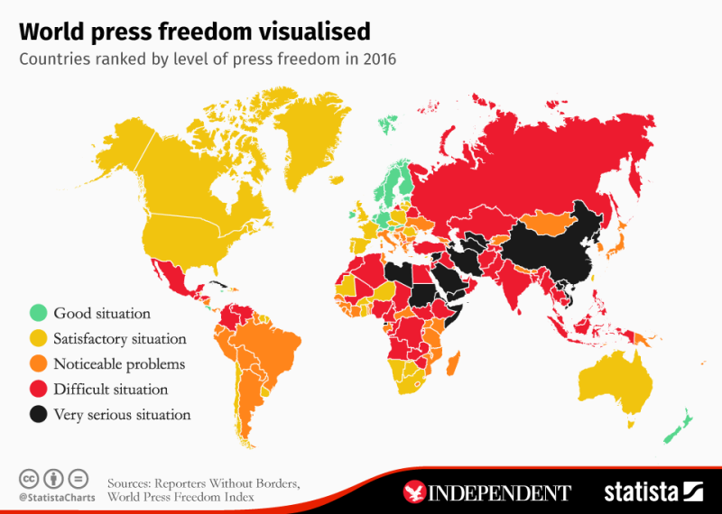 Αυτός είναι ο χάρτης της ελευθερίας του Τύπου ανά τον κόσμο- Δείτε πού βρίσκεται η Ελλάδα (Photo) - Media