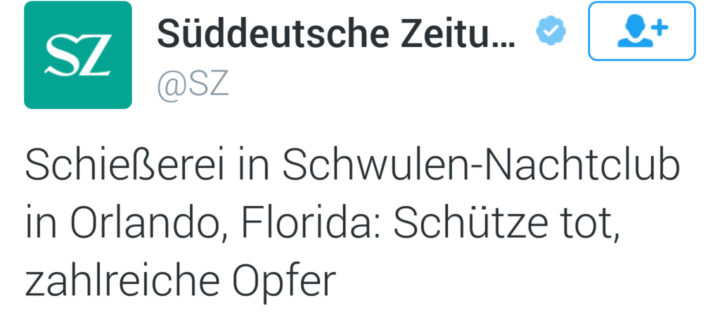 Το ομοφοβικό tweet Süddeutsche Zeitung για την επίθεση στο Ορλάντο - Media