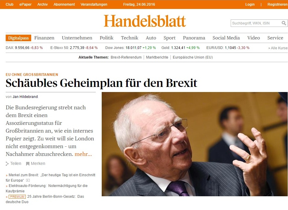 Handelsblatt: Διέρρευσε το γερμανικό σχέδιο αντιμετώπισης του Brexit - Σκληρή στάση για να αποφευχθούν άλλες αποχωρήσεις - Media
