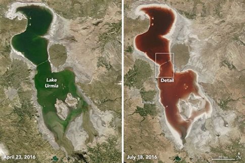 Μυστήριο με την λίμνη που αλλάζει χρώμα - Από πράσινη γίνεται κατακόκκινη! - Τι λέει η ΝASA (Photo) - Media