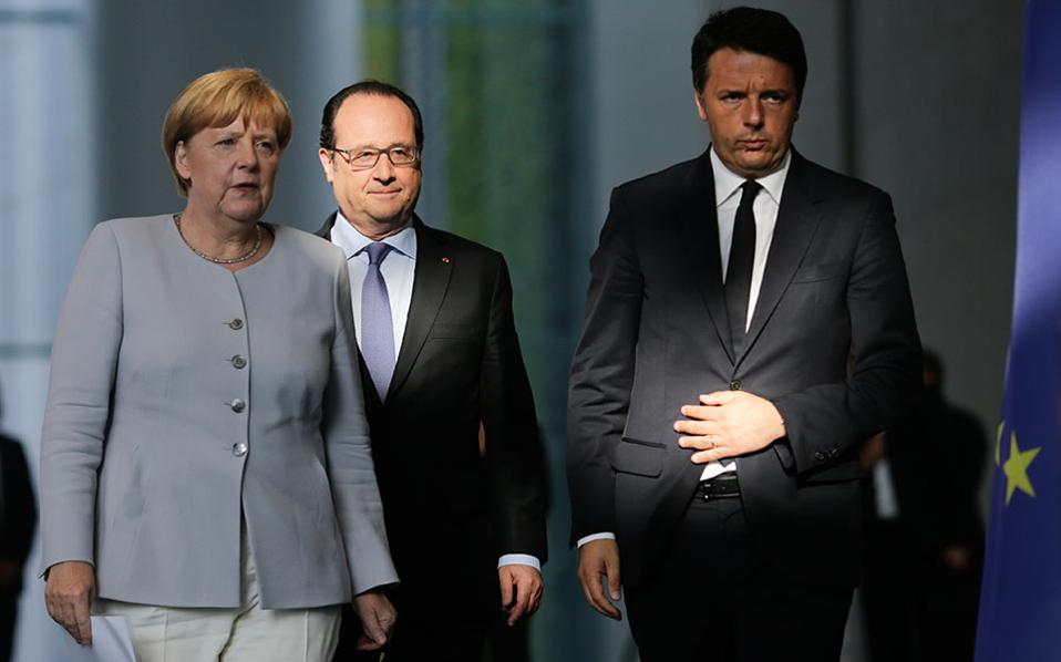 Συνάντηση Μέρκελ-Ολάντ -Ρέντσι με στόχο την επανεκκίνηση της Ευρώπης - Media