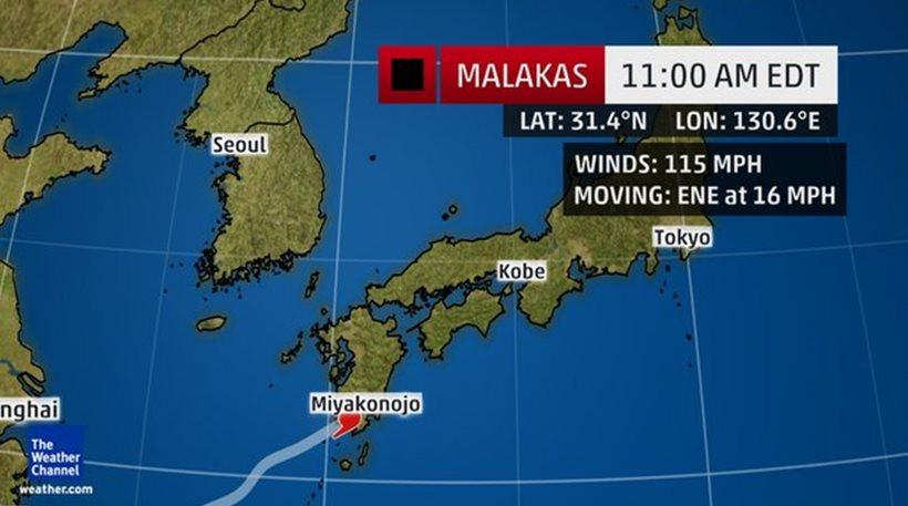 Ισχυρός ο τυφώνας «malakas» -  Με 160 χλμ. χτύπησε την Ιαπωνία - Media