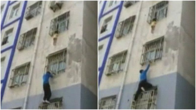 Απίστευτο: Σκαρφάλωσε σε πολυκατοικία για να σώσει ένα παιδάκι (Video) - Media