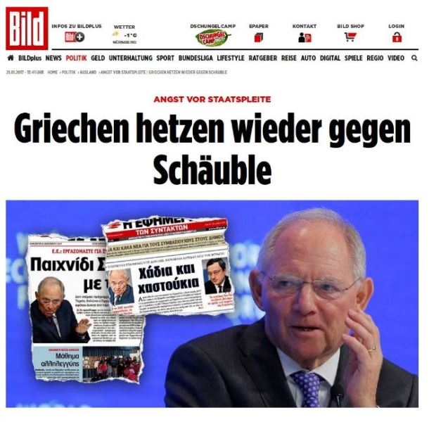 Bild: Οι Έλληνες υποδαυλίζουν ξανά την εμπάθεια κατά του Σόιμπλε   - Media