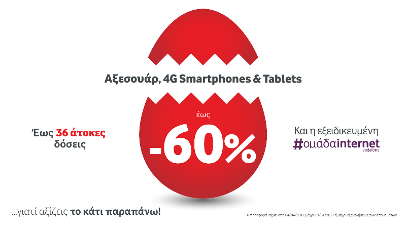 Μοναδικές Πασχαλινές Προσφορές έως και 60% σε Αξεσουάρ, 4G Smartphones και Tablets στη Vodafone - Media