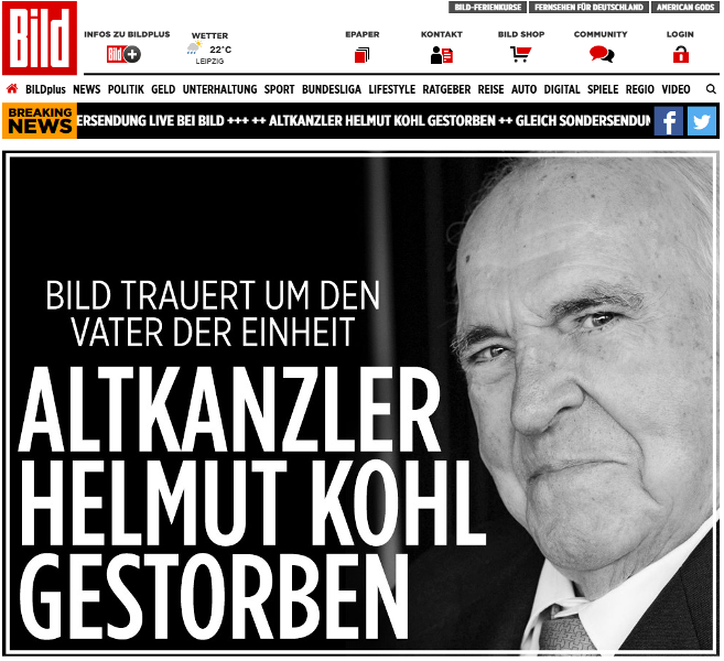 Η Ευρώπη αποτίνει ύστατο φόρο τιμής στον Χέλμουτ Κόλ, «έναν αληθινό Ευρωπαίο» - Media