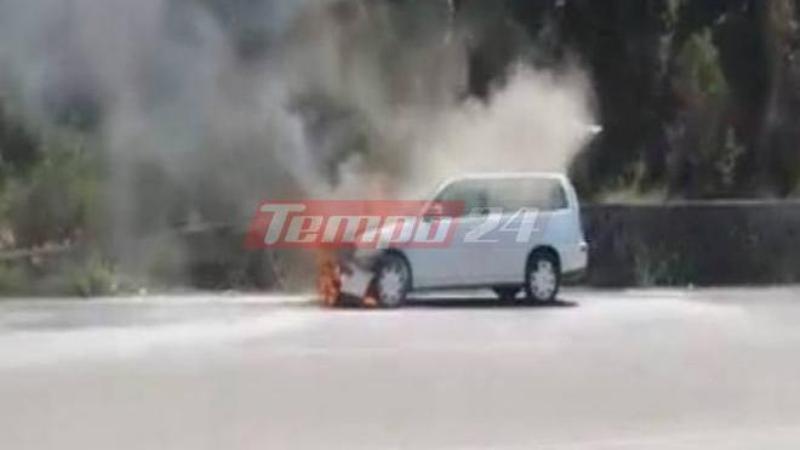 Πατρών - Πύργου: Τυλίχτηκε στις φλόγες αυτοκίνητο εν κινήσει - Media