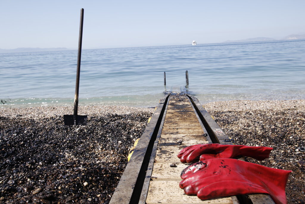 Εικόνες από τον καθαρισμό στις «μαύρες ακτές» του Σαρωνικού  - Media