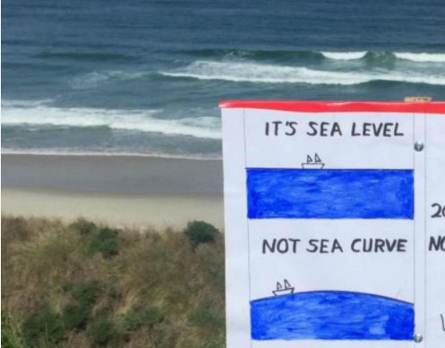 Η ταμπέλα στην παραλία που διαφημίζει τη θεωρία της επίπεδης Γης (Photo) - Media