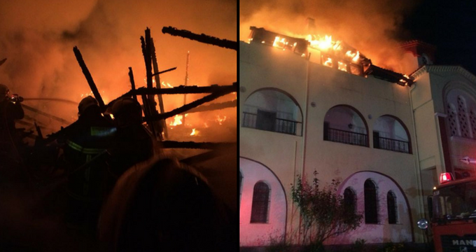 Εικόνες Αποκάλυψης από φωτιά σε μοναστήρι στη Χαλκιδική (Video) - Media