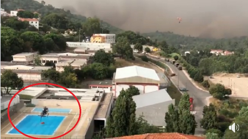 Στην Πορτογαλία που καίγεται από τον καύσωνα και τις πυρκαγιές τα ελικόπτερα παίρνουν νερό μέχρι και από πισίνες (Video) - Media
