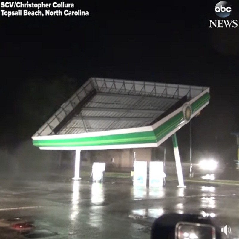 Δείτε τον κυκλώνα Φλόρενς να ξεριζώνει ένα βενζινάδικο (Video) - Media