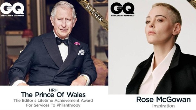 Ο πρίγκιπας Κάρολος και η Ρόουζ Μακ Γκόουαν βρεβεύτηκαν από το περιοδικό GQ - Media
