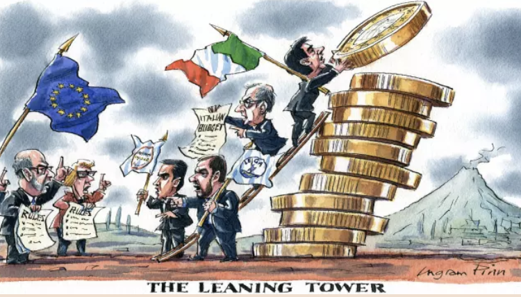 Η Ιταλία «γέρνει», το πολυσυζητημένο σκίτσο των FT για την κρίση Ρώμης - ΕΕ  - Media