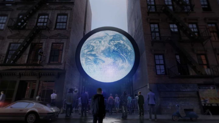 Νέα Υόρκη livestream του πλανήτη Γη πάνω σε ένα γλυπτό - Media