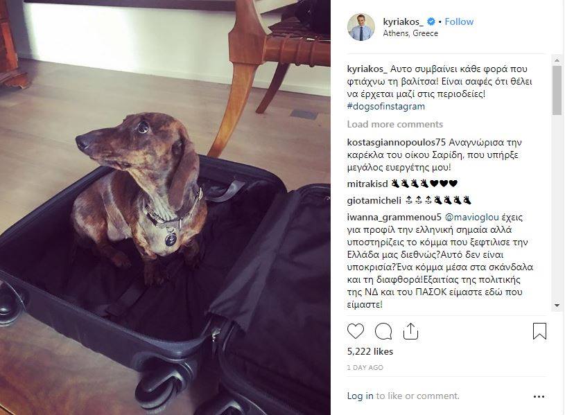 Ο σκύλος του Κυριάκου Μητσοτάκη δεν τον αφήνει να φύγει - Μπήκε στη... βαλίτσα του  - Media