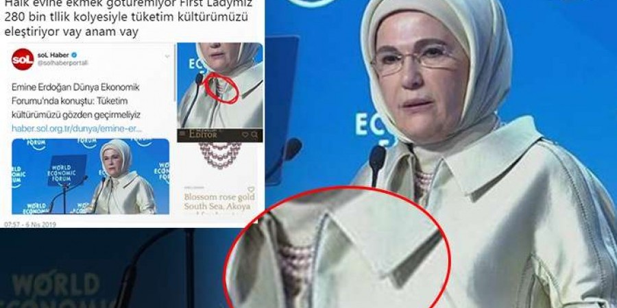 Μιλούσε κατά του καταναλωτισμού φορώντας κολιέ 50.000 δολαρίων η Εμινέ Ερντογάν - Media