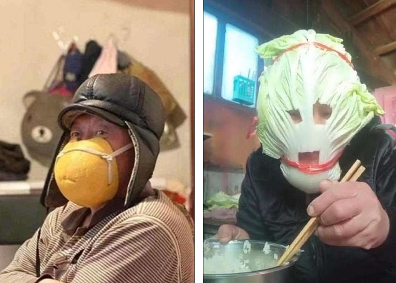 Σε απόγνωση οι Κινέζοι δε βρίσκουν μάσκες για να προφυλαχτούν και φοράνε πορτοκάλια και… σουτιέν στο πρόσωπο (Photos) - Media