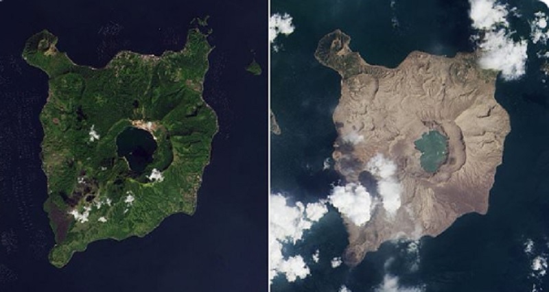 Απίστευτες φωτογραφίες από δορυφόρο – Ένα παρθένο τροπικό νησί έγινε κρανίου τόπος από έκρηξη ηφαιστείου (Photos) - Media