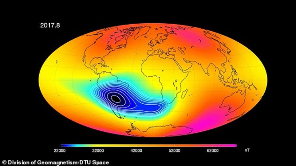 Γη: Εξασθενεί το μαγνητικό πεδίο μεταξύ Αφρικής και Νότιας Αμερικής (Photos/Video) - Media
