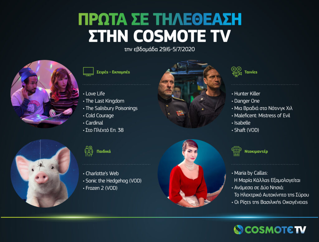 COSMOTE TV: Οι τίτλοι που βρέθηκαν στην κορυφή της τηλεθέασης την εβδομάδα 29/6 - 5/7 - Media