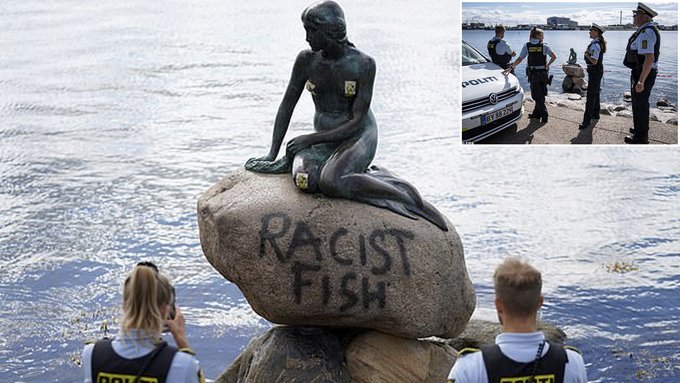 Βανδάλισαν τη γοργόνα της Κοπεγχάγης – Έγραψαν με σπρέι επάνω της - Media