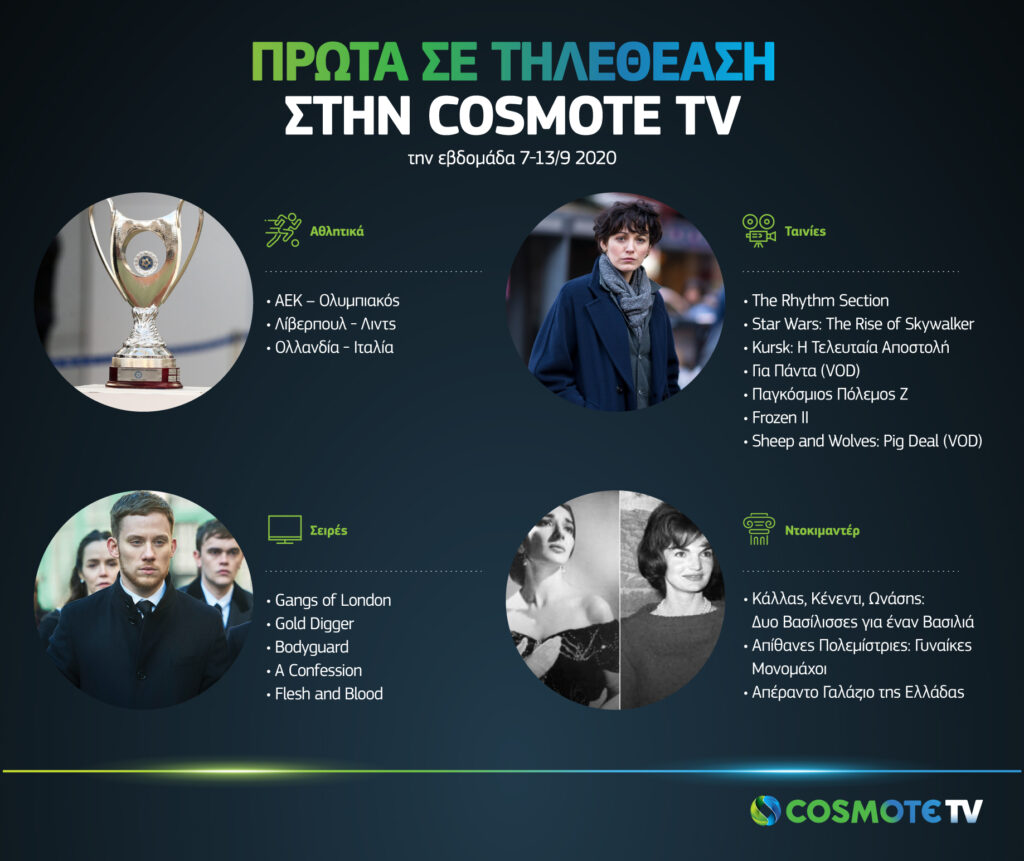 COSMOTE TV: Η κορυφή της τηλεθέασης την εβδομάδα 7-13/9 - Media