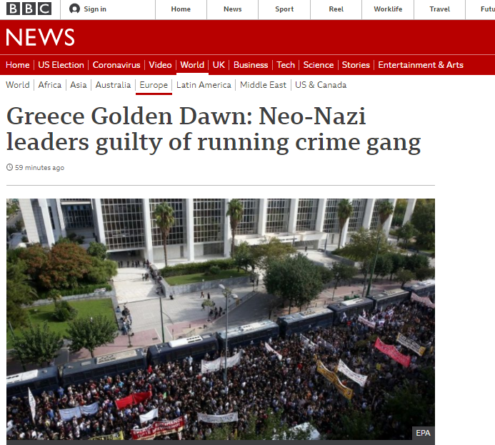 Τα ξένα ΜΜΕ για την καταδίκη της Χρυσής Αυγής: Ακροδεξιά εγκληματική συμμορία - Media